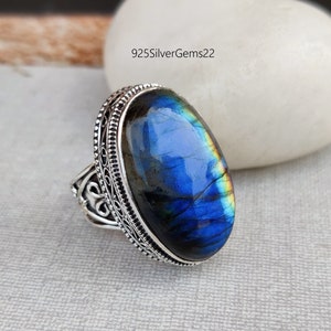 Labradorite Ring, Blue Fire Ring, Gemstone Ring, Promise Ring, Handmade Ring, Gift Ring, 925 Sterling Silver Ring, Labradorite Jewelry