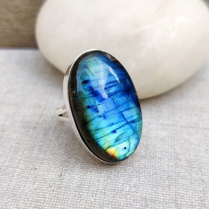 Labradorite Ring, Blue Fire Ring, Labradorite Jewelry, Promise Ring, Handmade Ring, Gift Ring, 925 Sterling Silver Ring, Women  Jewelry