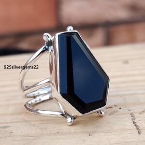 Black Onyx Ring, Coffin Ring, Gemstone Ring, Black Onyx Jewelry, 925 Sterling Silver Ring, Handmade Ring, Anxiety Ring, Beautiful Ring