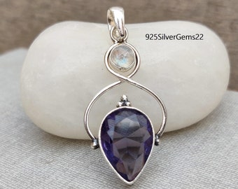 Iolith Anhänger, Mondstein Anhänger, 925 Silber Sterling Anhänger, Iolith Schmuck, Mondstein Schmuck, Frauen Anhänger, Geschenk für Frauen.