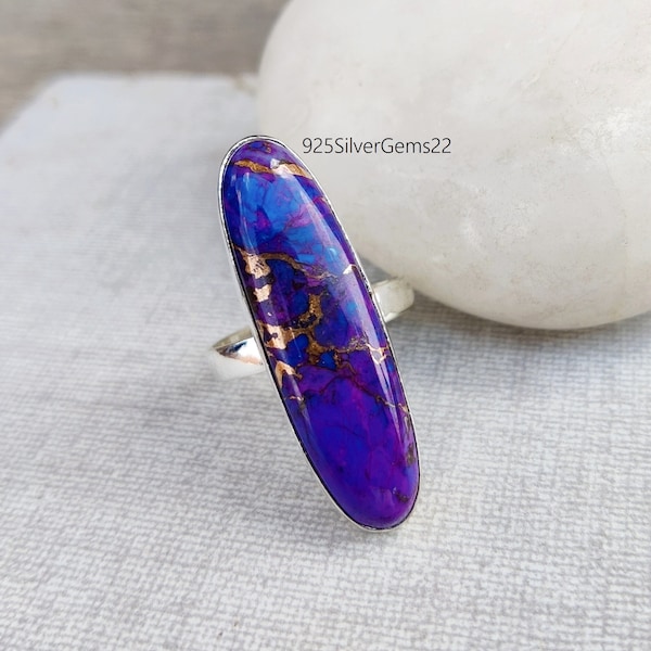 Purple Copper Turquoise Ring, Handmade Ring, Turquoise Ring, Purple Ring, 925 Silver Ring, Purple Turquoise Ring, Dainty Ring, Gemstone Ring