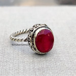 Anillo de rubí, joyería de plata, anillo de piedras preciosas, anillo de plata de ley 925, anillo hermoso, anillo de regalo, anillo de mujer, anillo bonito, joyería llamativa