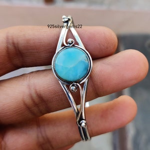 Larimar Armreif, 925 Sterling Armreif, Larimar Armband, Frauen Armreif, handgemachter Armreif, verstellbarer Armreif, Edelstein Armreif, Silber Armreif