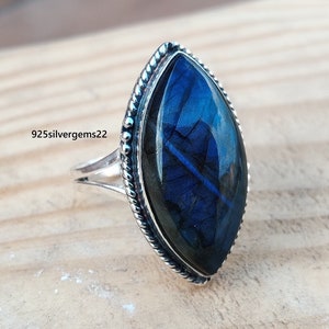 Labradorite Ring, Gemstone Ring, Blue Fire Ring, Labradorite Jewelry, Handmade Ring, 925 Sterling Silver Ring, Pretty Ring, Beautiful Ring