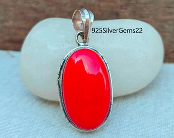 Colgante de coral, colgante de piedra preciosa, joyería de plata, joyería delicada, plata de ley 925, joyería para mujer, regalo para damas de honor, colgante hecho a mano