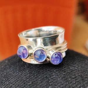Tanzanite Ring, Spinner Ring, Meditation Ring, Silver Ring, 925 Sterling Silver Ring, Women Ring, Pretty Ring, Gift Ring, Tanzanite Jewelry