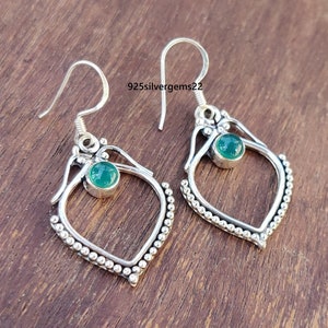 Green Onyx Earring, Beautiful Earring, Green Onyx Jewelry, Green Onyx Earrings, Gemstone Earring, Green Earring, 925 Sterling Silver Earring