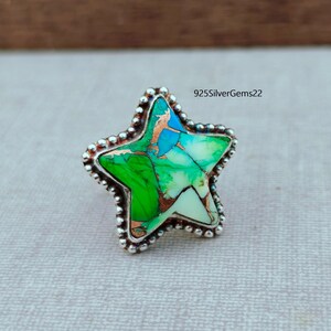 Peacock Dahlia Turquoise, 925 Sterling Silver, Silver Jewelry, Promise Ring, Turquoise Jewelry, Handmade Ring, Beautiful Ring, Women Ring