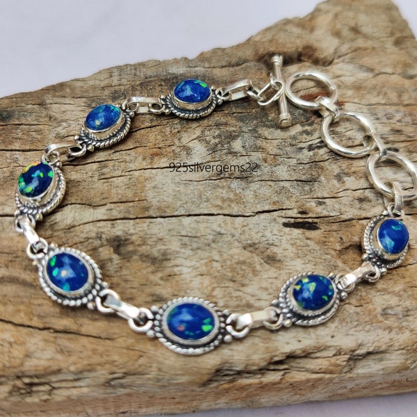 Australian Opal Bracelet, 925 Silver Bracelet, Adjustable Bracelet, Gemstone Bracelet, Handmade Bracelet, Opal Bracelet, Opal Jewelry