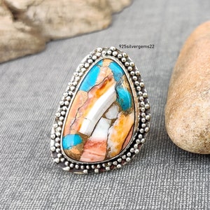 Oyster Turquoise Ring, Turquoise Ring, Silver Ring, Gemstone Ring, Handmade Ring, 925 Sterling Silver Ring, Oyster Ring, Silver Jewelry