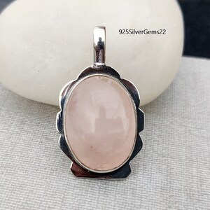 Rose Quartz Pendant, Pink Pendant, Gift Pendant, 925 Silver Pendant, Handmade Pendant, Gemstone Pendant, Rose Pendant, Rose Quartz Jewelry