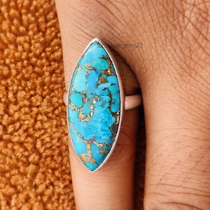 Blue Copper Turquoise Ring, 925 Sterling Silver Ring, Copper Ring, Turquoise Ring, Gemstone Ring, Handmade Ring, Blue Turquoise Ring