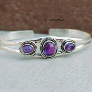 Amethyst Armreif, Edelstein Armreif, Boho Armreif, Handgefertigter Armreif, 925 Sterling Silber Armreif, Geschenk für Frauen, Geschenk für sie.