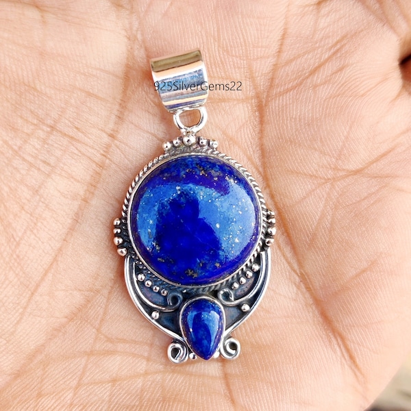 Handmade Lapis Lazuli 925 Silver Pendant
