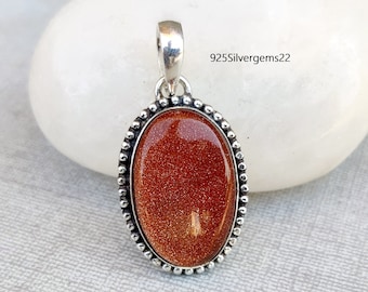 Sunstone 925 Sterling Silver Pendant, Gemstone Jewelry