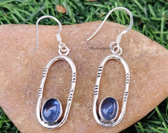 925 Sterling Silver Tanzanite Dangle Earrings, Gemstone Jewelry