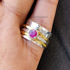 Ruby Ring, Ruby Jewelry, Anxiety Ring, Silver Jewelry, Beautiful Ring, Gift Ring, Gemstone Ring, 925 Silver Sterling Ring, Statement Ring