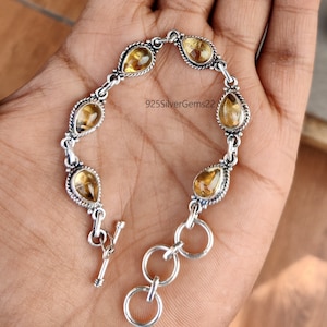 Citrine Bracelet, 925 Sterling Silver Bracelet, Beautiful Bracelet, Gemstone Bracelet, Handmade Bracelet, Citrine Jewelry, Pretty Bracelet