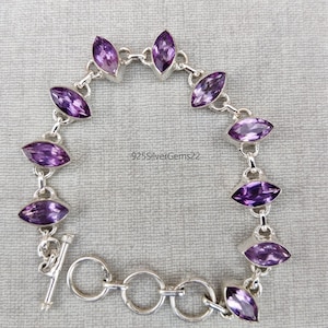 Amethyst Bracelet, 925 Sterling Silver Bracelet, Amethyst Jewelry, Gemstone Bracelet, Handmade Bracelet, Women Bracelet, Statement Jewelry