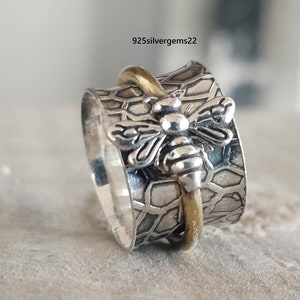 Bee Spinner Ring, Silver Ring, Meditation Ring, Gift Ring, 925 Sterling Silver Bee Ring, Beautiful Ring, Spinner Ring, Silver Jewelry