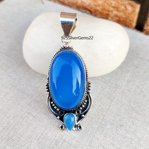 Chalcedony Pendent, Chalcedony Jewelry, Chalcedony Necklace, Women Pendant, Gemstone Pendant, Gift Pendant, 925 Sterling Silver Pendant