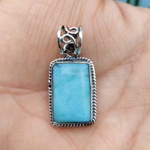 Larimar Pendant, 925 Sterling Silver Pendant, Gemstone Pendant, Handmade Pendant, Silver Jewelry, Pretty Pendant, Larimar Jewelry