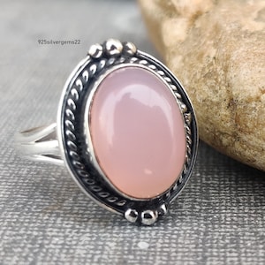 Rose Quartz Ring, Handmade Ring, Rose Quartz Jewelry, 925 Sterling Silver Ring, Rose Ring, Silver Jewelry, Gemstone Ring, Promise Ring