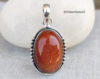Sunstone 925 Silver Pendant, Gemstone Statement Jewelry