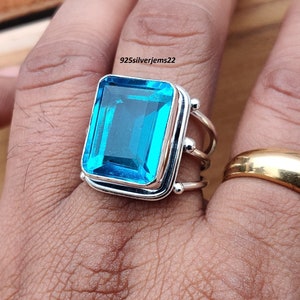 Blue Topaz Ring, Handmade Ring, Blue Topaz Jewelry, 925 Sterling Ring, Beautiful Ring, Silver Ring, Gemstone Ring, Pretty Ring, Women Ring