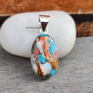 Oyster Turquoise Pendant, 925 Sterling Silver Pendant, Boho Pendant, Turquoise Pendant, Handmade Pendant, Gemstone Pendant, Pretty Pendant