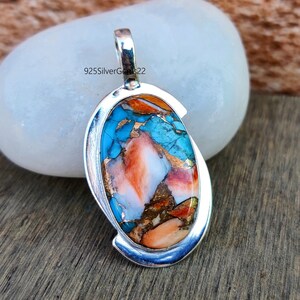 Oyster Turquoise Pendant, 925 Sterling Silver Pendant, Oyster Jewelry, Turquoise Pendant, Handmade Pendant, Gemstone Pendant, Oyster Pendant