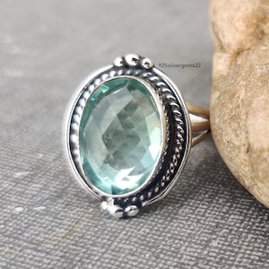 Aquamarine Ring, Handmade Ring, Dainty Ring, 925 Sterling Silver Ring, Beautiful Ring, Aquamarine Jewelry, Gemstone Ring, Promise Ring