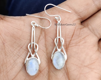 Moonstone Earrings, 925 Silver Earrings, Moonstone Jewelry, Women Earrings, Pretty Earrings, Silver Earrings, Dangle Earrings, Gift For Her