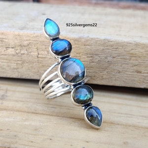 Labradorite Ring, Handmade Ring, Labradorite Jewelry, 925 Sterling Silver Ring, Beautiful Ring, Women Ring, Gemstone Ring, Statement Ring