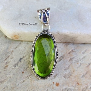 Peridot Pendant, 925 Sterling Pendant, Peridot Jewelry, Gemstone Pendant, Women Pendant, Statement Jewelry, Women Pendant, Silver Pendant