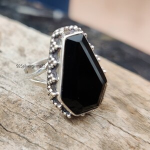 Black Onyx Ring, Coffin Ring, Gift Ring, 925 Sterling Ring, Handmade Ring, Beautiful Ring, Black Onyx Jewelry, Gemstone Ring, Silver Ring