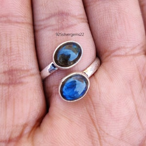 Labradorite Ring, Adjustable Ring, Natural Ring, Gemstone Ring, Blue Fire Ring, Handmade Ring, 925 Sterling Silver Ring, Dainty Ring