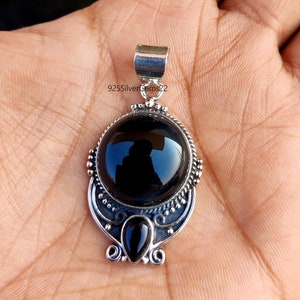 Black Onyx Pendant, Onyx Pendant, Black Onyx Jewelry, Black Pendant, Handmade Pendant, 925 Sterling Silver Pendant, Gemstone Pendant