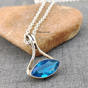 Blue Topaz Pendant, 925 Sterling Silver Pendant, Gemstone Pendant, Handmade Pendant, Blue Topaz Jewelry, Blue Topaz Necklace, Women Pendent