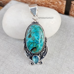 Mohave Turquoise Pendant, Blue Topaz Pendant, Handmade Pendant, 925 Silver Pendant, Mohave Pendant, Gemstone Pendant, Mohave Jewelry