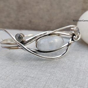 Moonstone Bangle, 925 Sterling Silver Bangle, Adjustable Bangle, Gemstone Bangle, Moonstone Bracelet, Cuff Bangle, Silver Bangle, Gift items