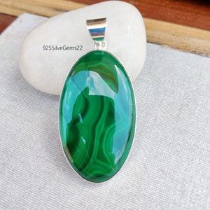 Colgante de malaquita, colgante de piedra preciosa, joyería de malaquita, colgante de plata, collar de malaquita, colgante de plata de ley 925, hermoso colgante