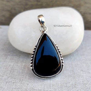 Black Onyx Pendant, Onyx Pendant, Black Onyx Jewelry, Black Pendant, Handmade Pendant, 925 Sterling Silver Pendant, Gemstone Pendant