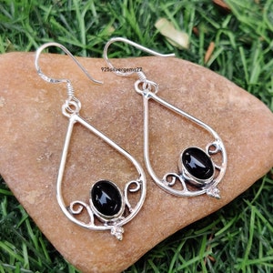 Schwarz Onyx Ohrring, 925 Sterling Silber Ohrring, Schöne Ohrring, Sorgen Ohrring, Designer Ohrring, Edelstein Ohrring, Erstaunlichen Ohrring