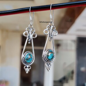 Blue Turquoise Earring, Designer Earring, Gemstone Earring, Amazing Earring, 925 Sterling Silver Earring, Beautiful Earring, Worry Earring