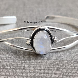 Moonstone Bangle, Moonstone Bracelet, 925 Sterling Silver Bangle, Moonstone Jewelry, Handmade Bangle, Gemstone Bangle, Statement Jewelry
