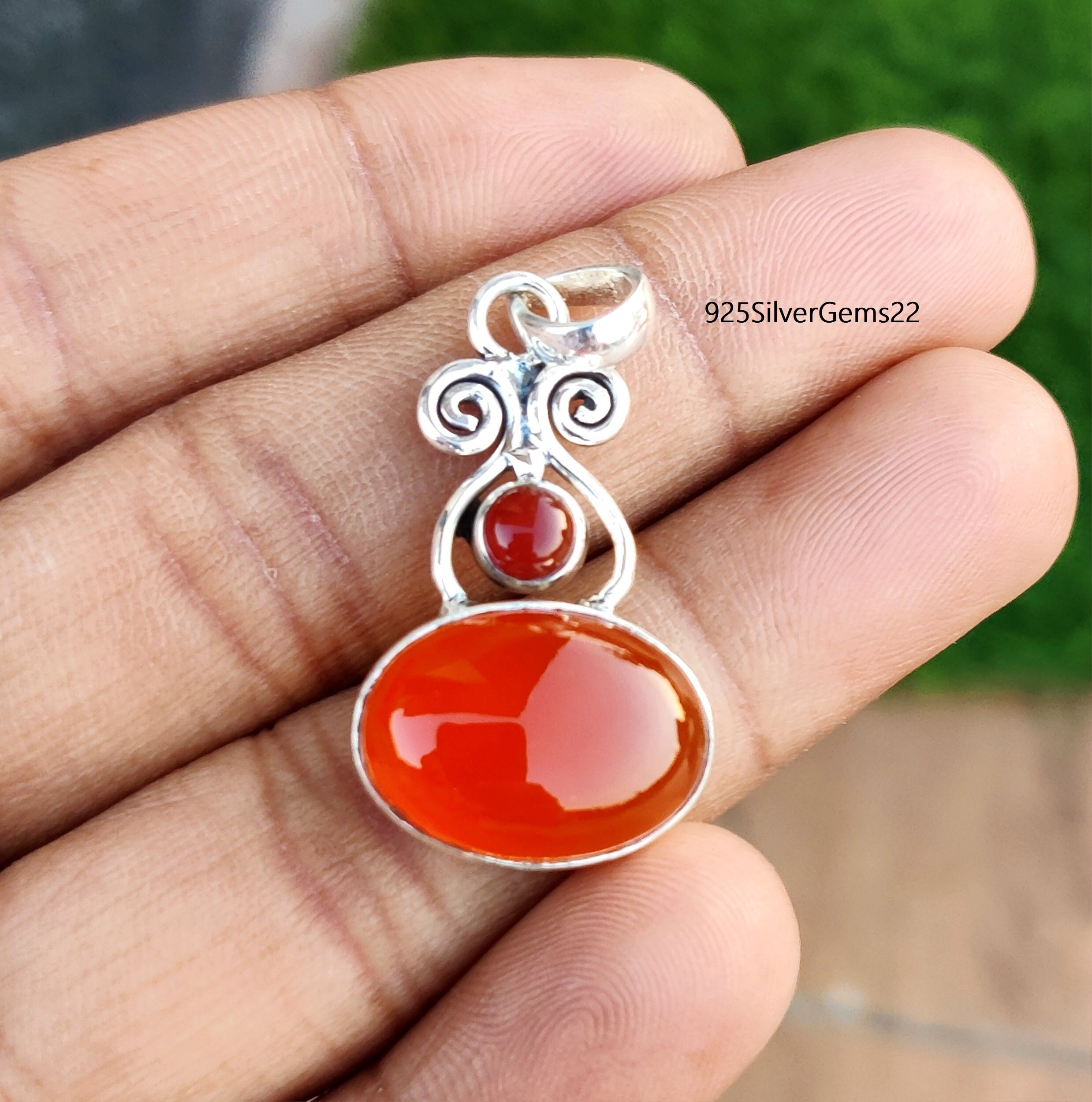 Carnelian Pendant, 925 Sterling Silver Pendant, Carnelian Jewelry, Handmade Pendant, Gemstone Pendant, Silver Jewelry, Carnelian Necklace