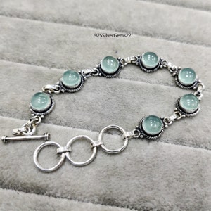 Aquamarin Armband, Handgemachtes Armband, Edelstein Armband, Aquamarin Schmuck, Frauen Armband, Zierliches Armband, 925 Sterling Silber Armband