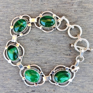 Malachite Bracelet, Handmade Bracelet, Silver Bracelet, Adjustable Bracelet, 925 Sterling Silver Bracelet, Silver Jewelry, Gemstone Bracelet