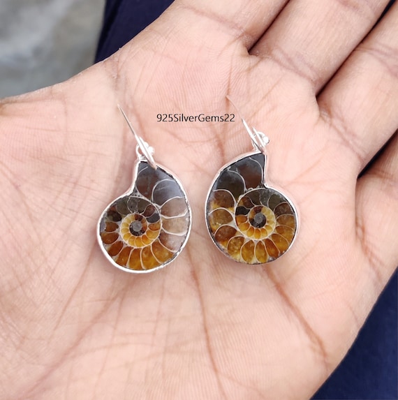 Buy Ammonite Fossil Earrings, 925 Sterling Earrings, Ammonite